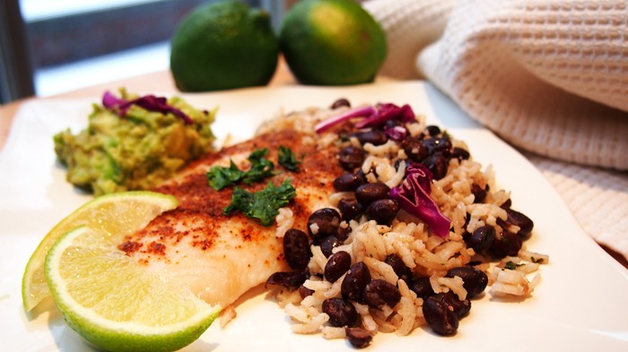 Image of Spicy Mexican Fish Fillets with Rice and Beans