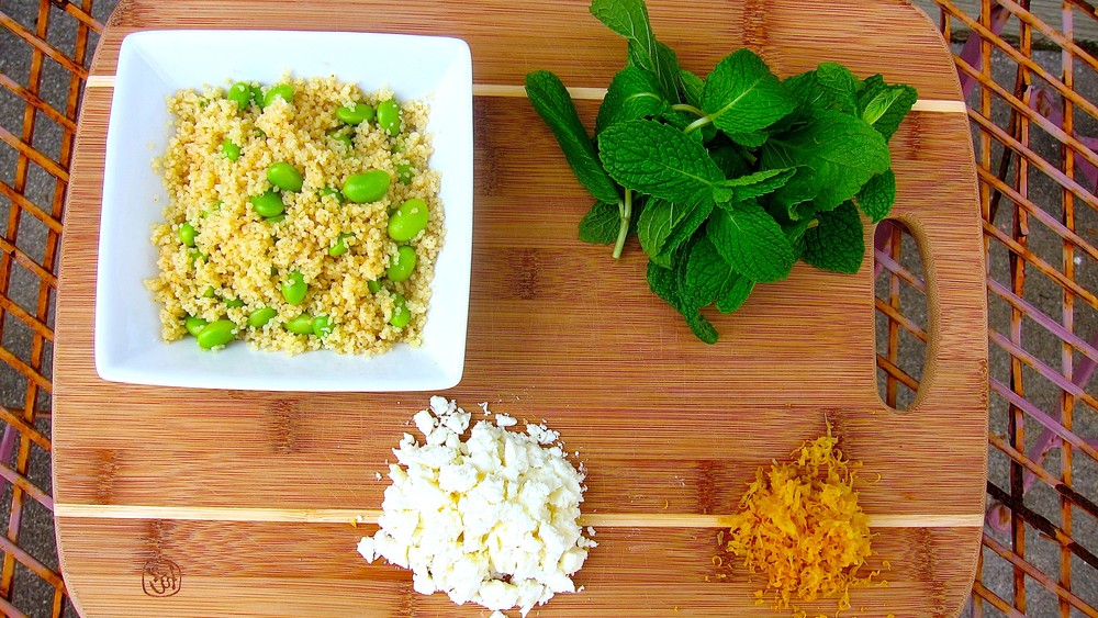 Image of Couscous Salad with Edamame, Feta, and Mint