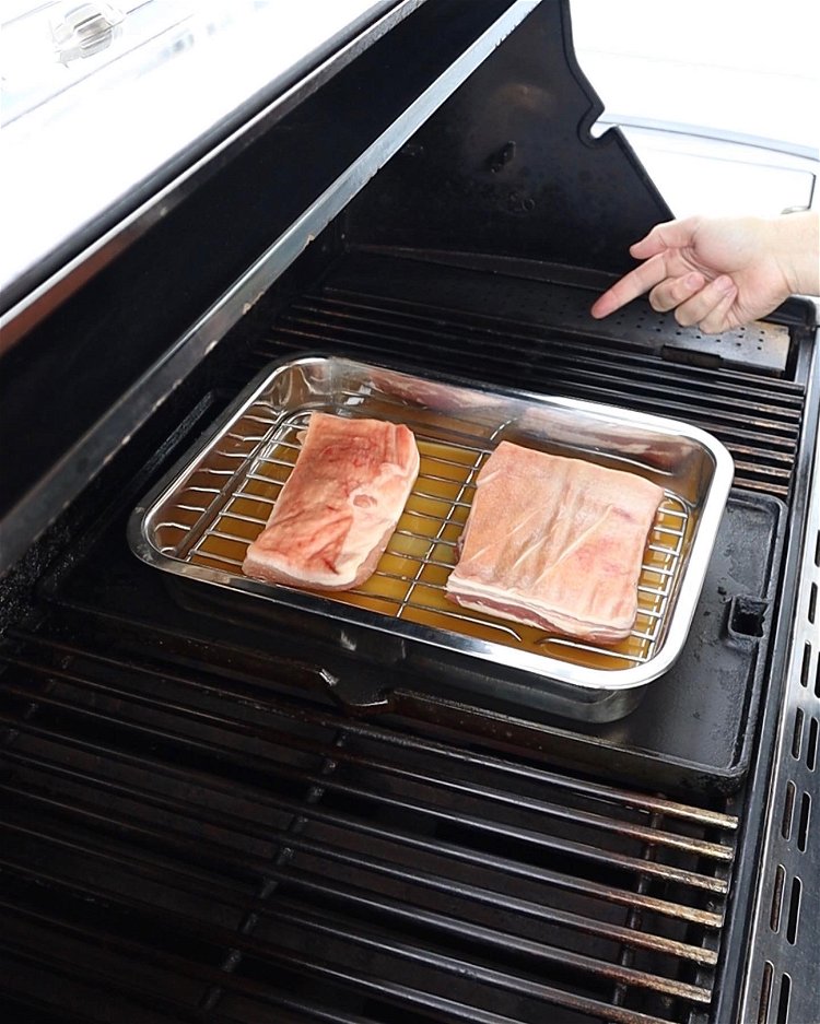 Image of Bang pork into a pre-heated oven, or BBQ at 150-160C....