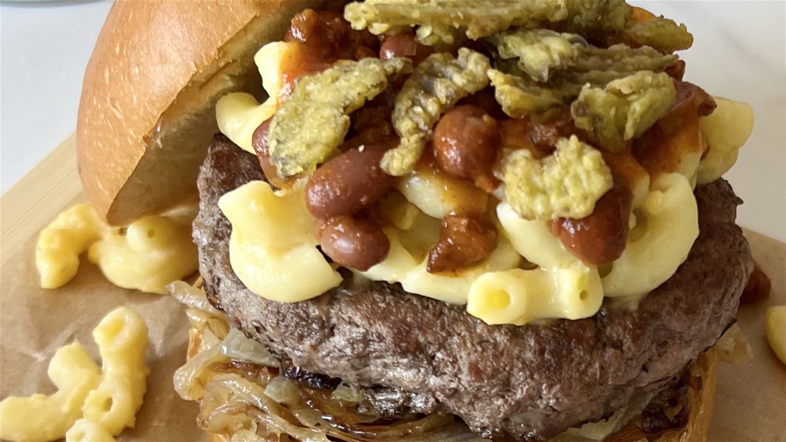 Image of Hatch Chile Mac & Cheese Burger