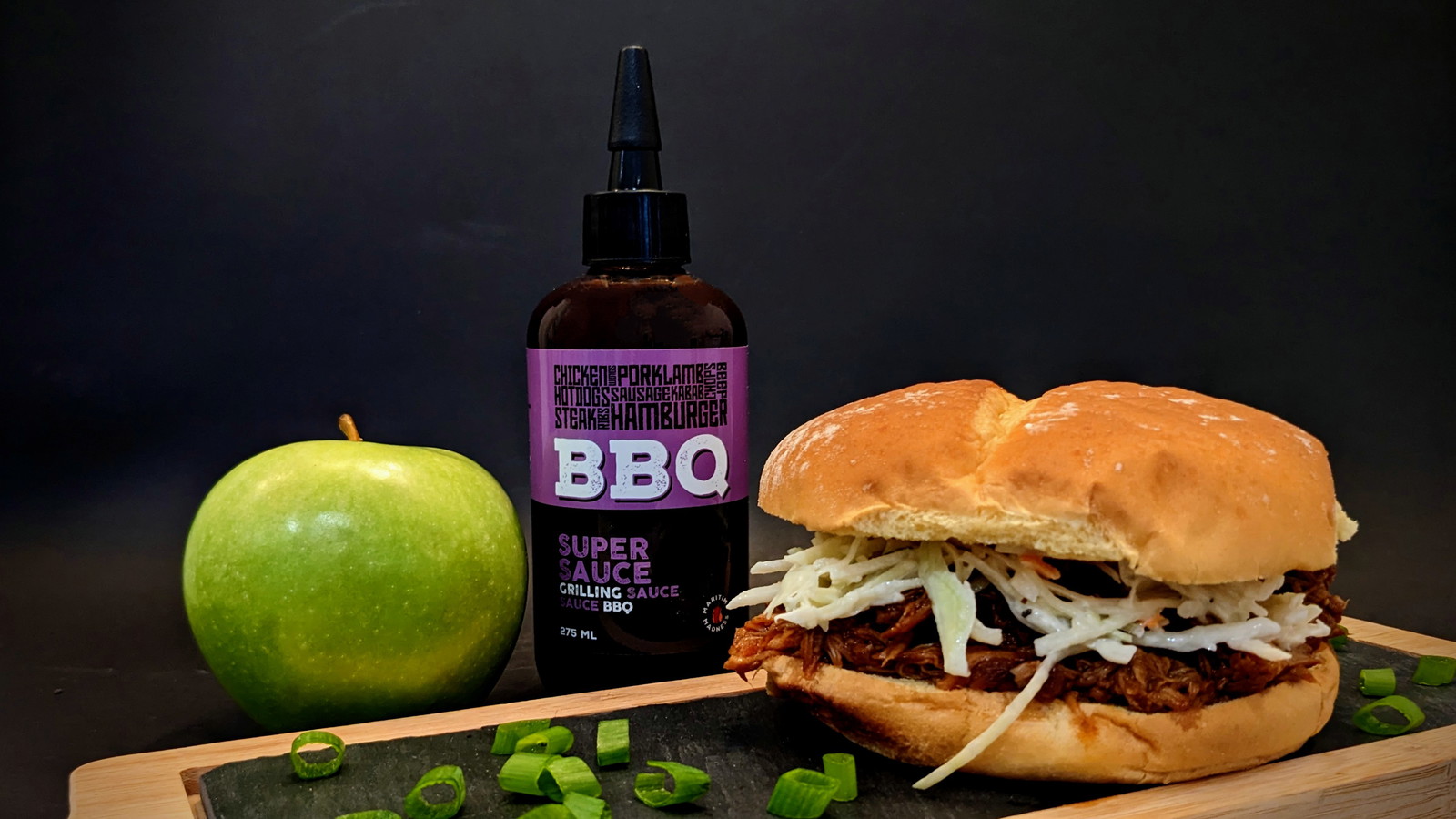 Image of Super Sauce Pulled Pork Sandwich with Apple Coleslaw