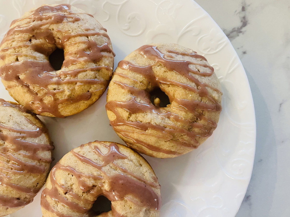 Cinnamon Donuts With Elderberry Icing