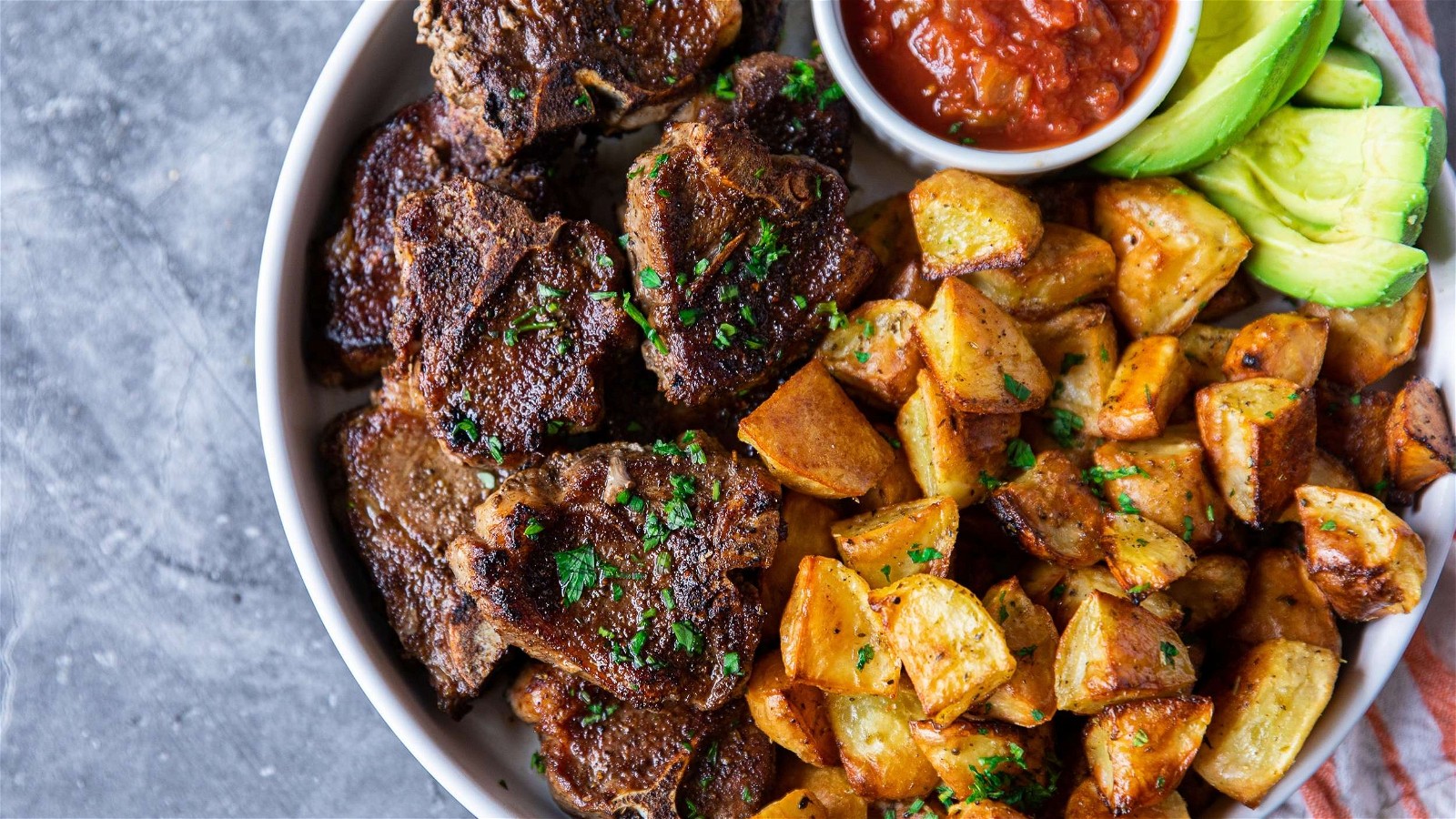 Image of Easy Stove Top Lamb Chops with Roast Potatoes