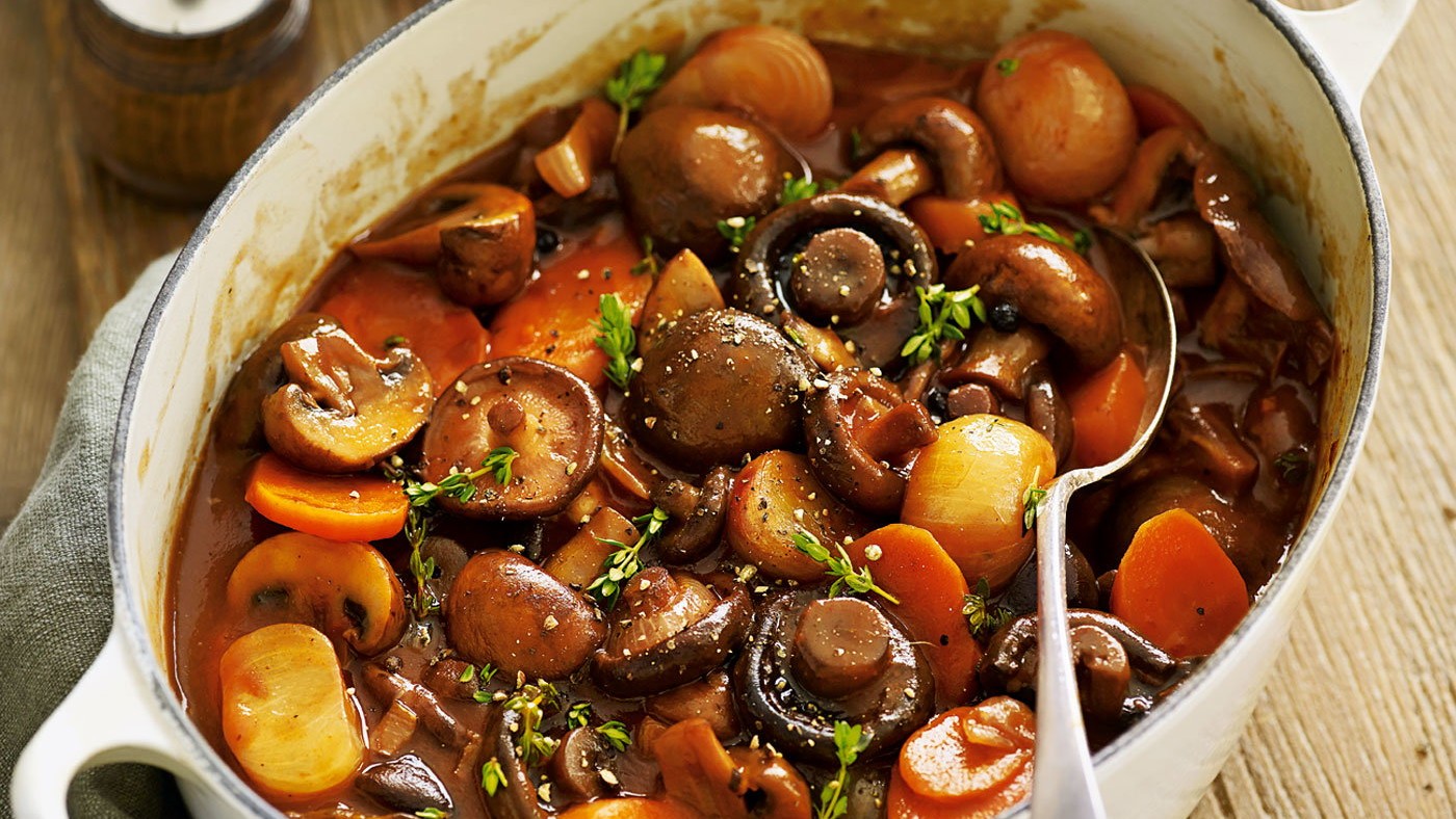 Image of Tantalizing Mushroom Bourguignon Recipe