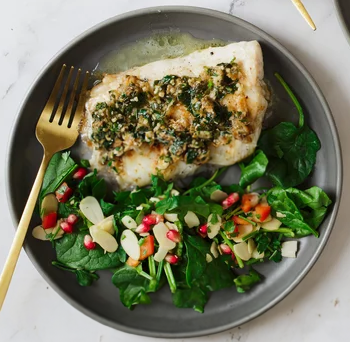 Image of Pan-Seared Grouper With Lemon-Garlic Sauce Recipe