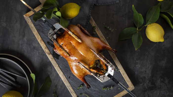 Image of Rotisserie whole duck with soy and star anise