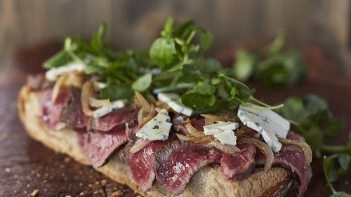 Image of Open face steak sandwich