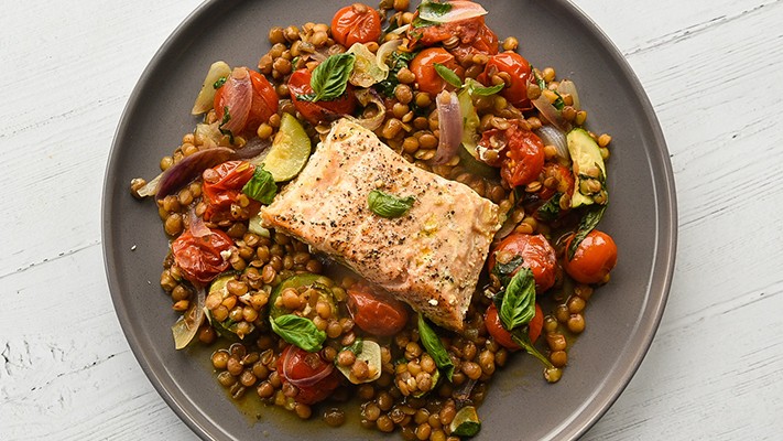 Image of Salmon and Lentil One Pot Roast