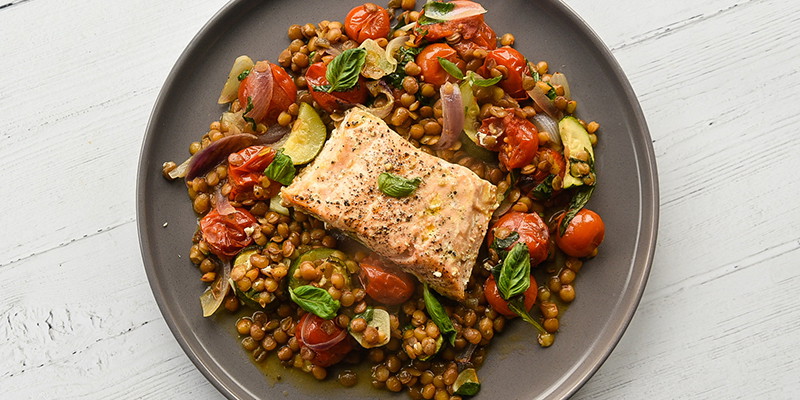 Salmon and Lentil One Pot Roast