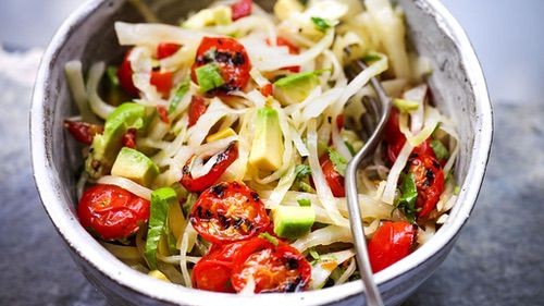 Image of Char grilled tomato and avocado slaw