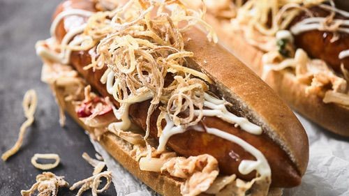 Image of Ultimate hot dog with crispy shoe string potatoes