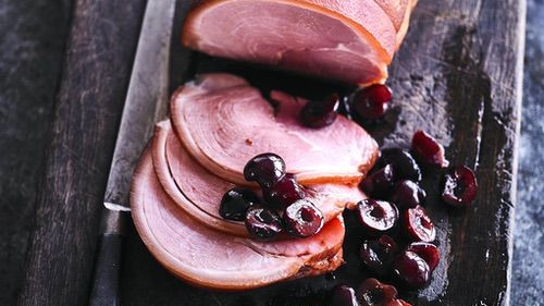 Image of Meadowsweet smoked ham with pickled cherries