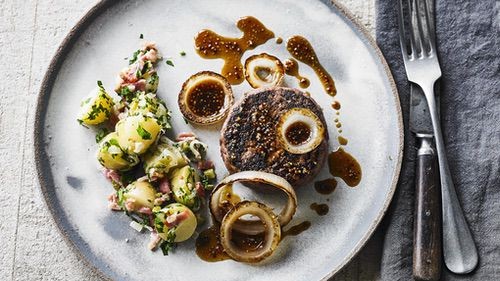 Image of Hamburg Steak with Smoked Onions