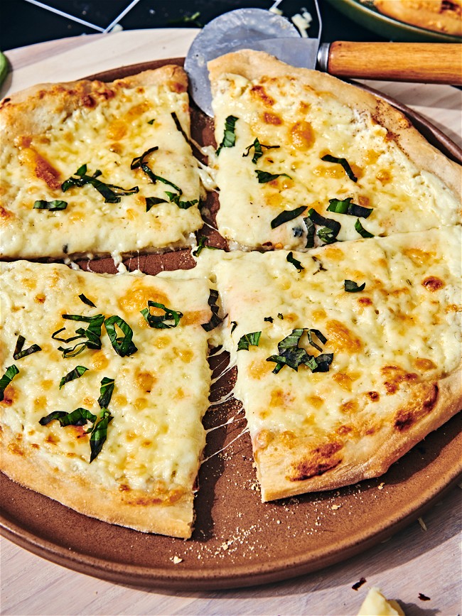 Image of White Pizza with Basil & Monterey Jack
