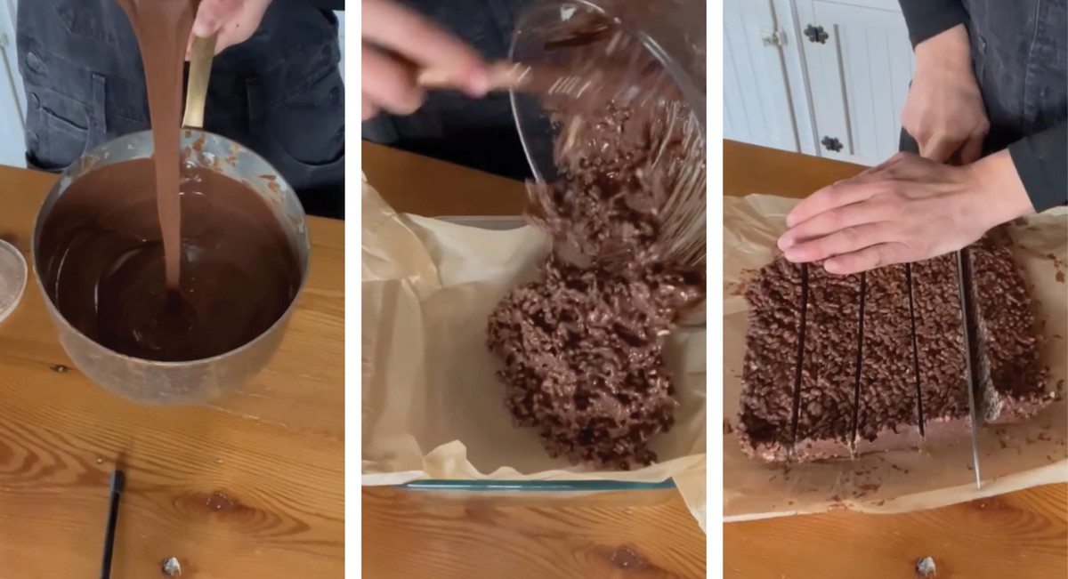 Homemade Nutella Rice Krispie Square