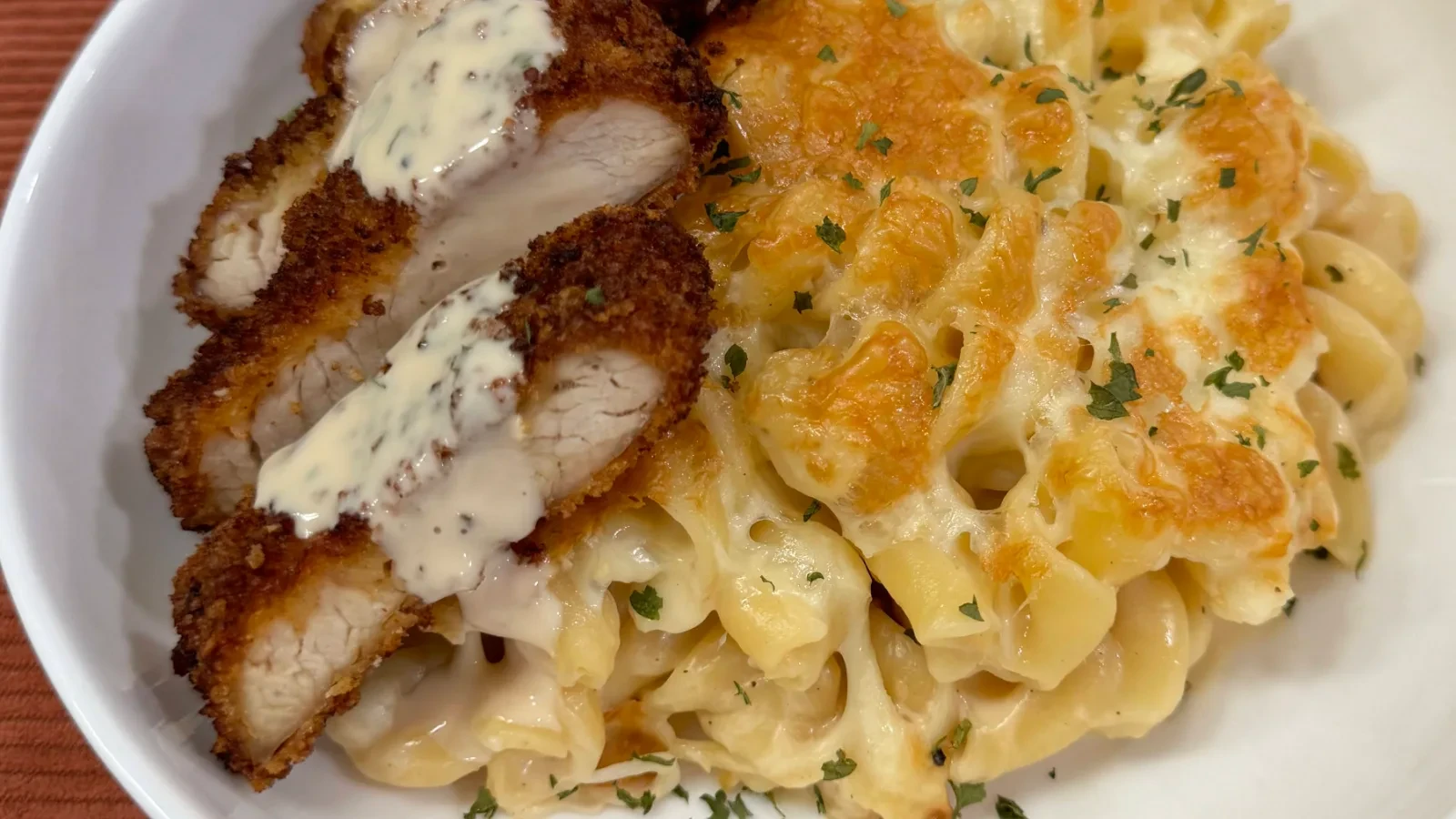 Image of @emmanuelduverneau’s Alfredo Fusili Bake with Crispy Chicken