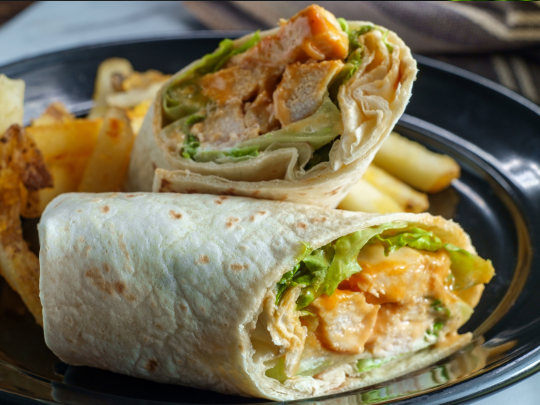 Crispy Buffalo Chicken Wrap with Ranch Slaw