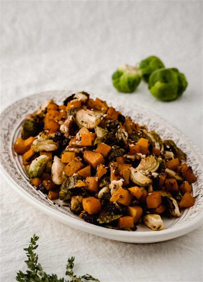 Image of Roasted Balsamic Brussels Sprouts and Butternut Squash