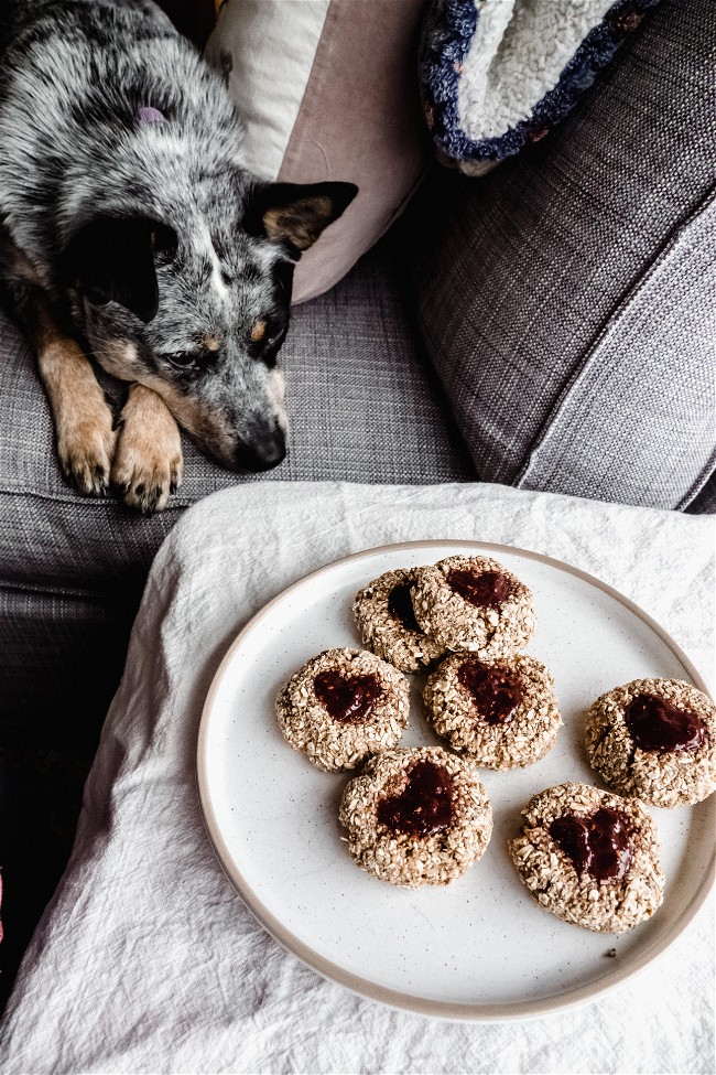 Image of Healthy Raspberry Thumbprint Breakfast Cookies