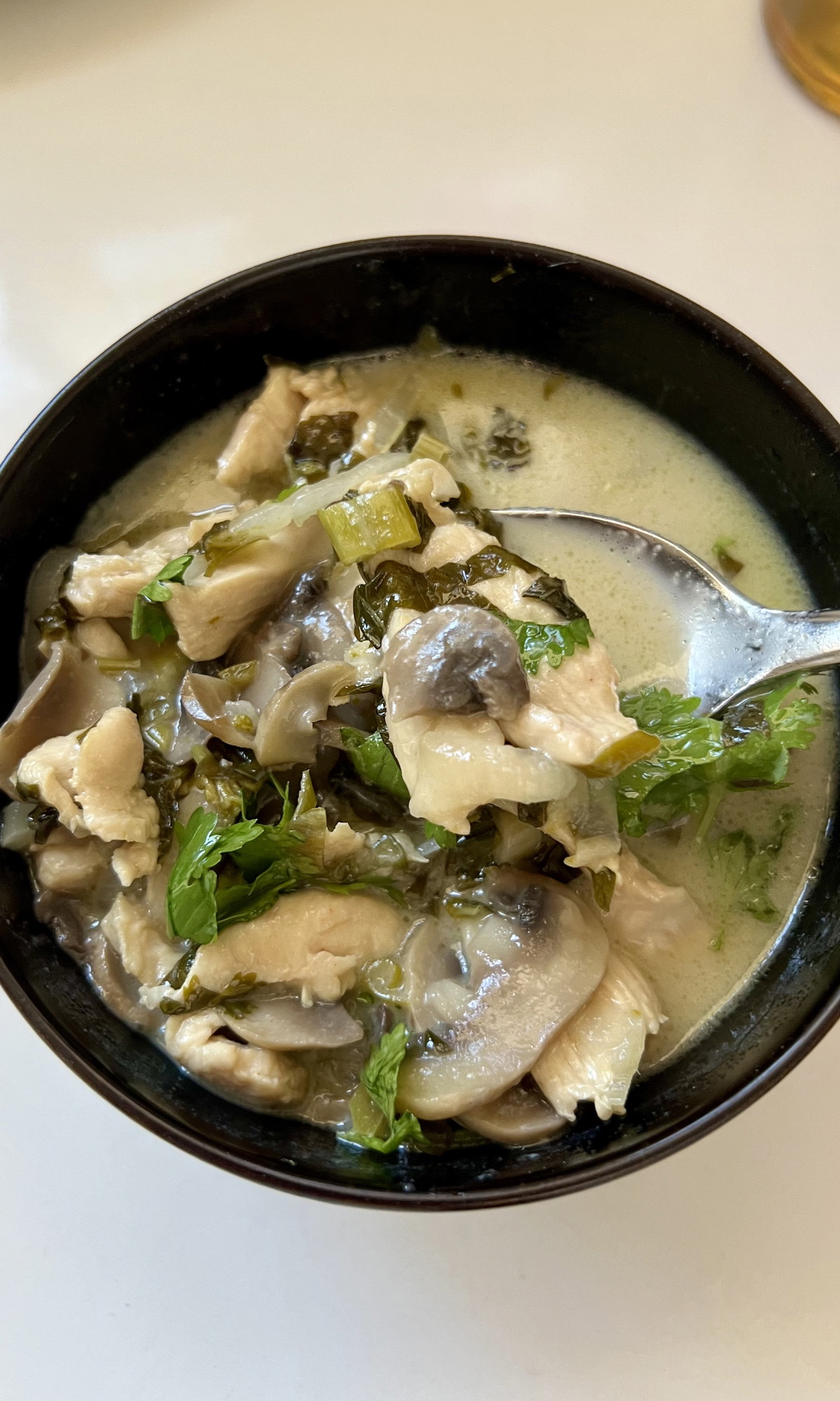 Thai Chicken Coconut Soup with Lemongrass, Cilantro and Lime (Tom Kha Gai)