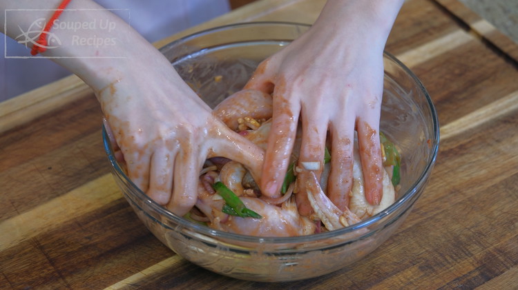 Image of Use paper towels to dry the cornish hen skin and the cavity. Put it in the marinade and rub it for a few minutes. The ingredient amount I gave is for one Cornish hen. If you make more than one,...