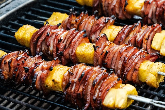 Image of Hot Honey Ham Skewers with Grilled Pineapple