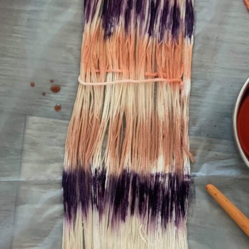 Image of I chose to stripe my warp, letting the colors blend...