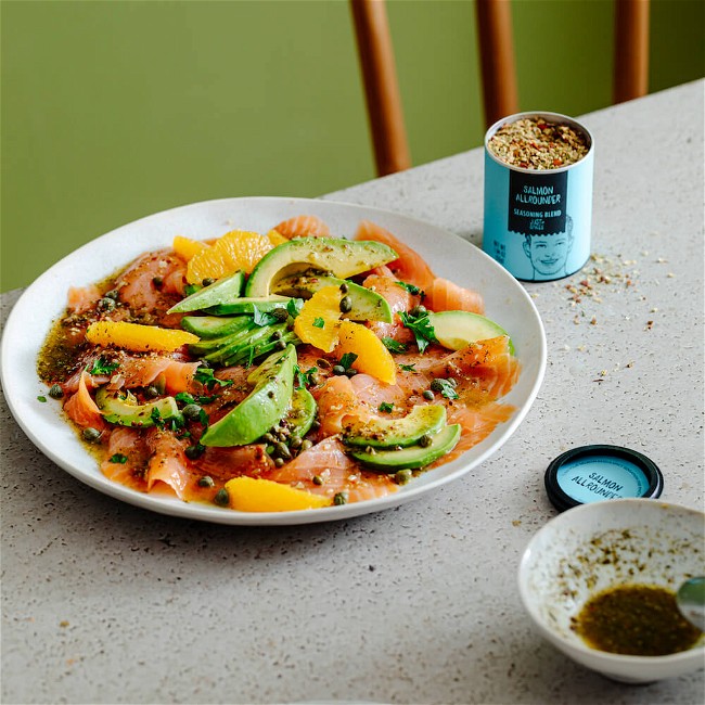 Image of Salmon Carpaccio with Avocado and Orange