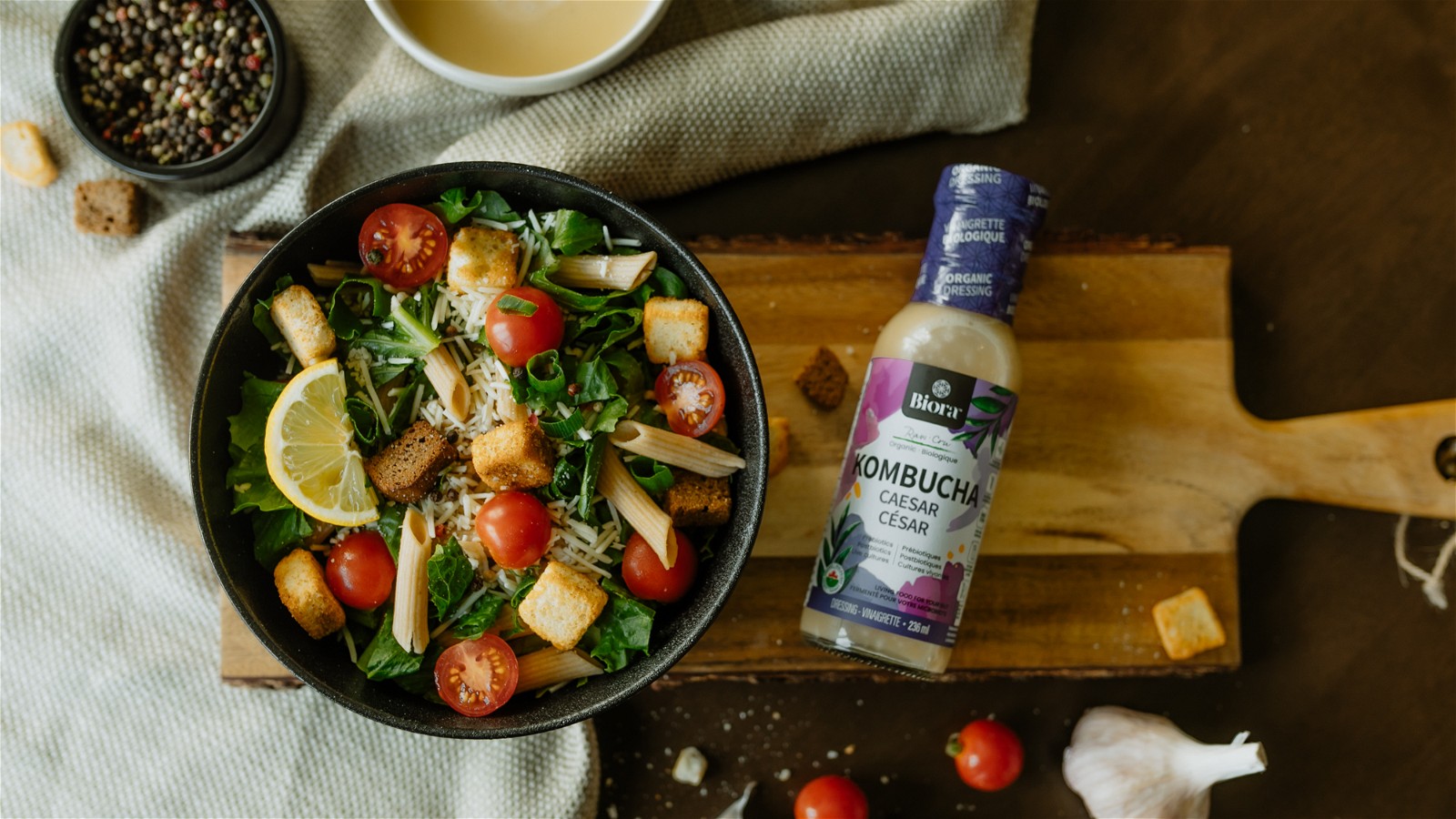 Image of Recette de Salade de pâtes à la vinaigrette kombucha césar
