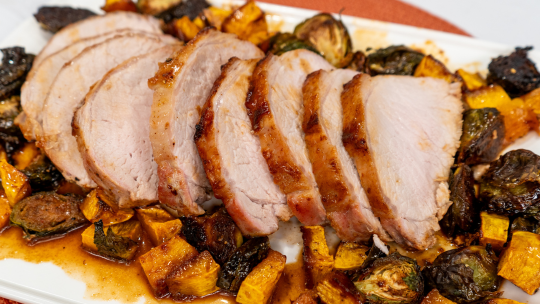 Image of Pork Tenderloin with Brussels Sprouts and Butternut Squash