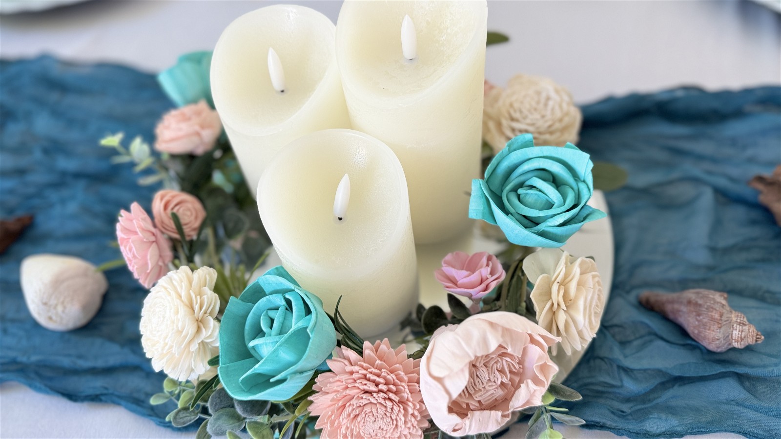 Image of Candle or Vase Garland Flower Ring - DIY Wedding Centerpiece Step-by-Step Instructions