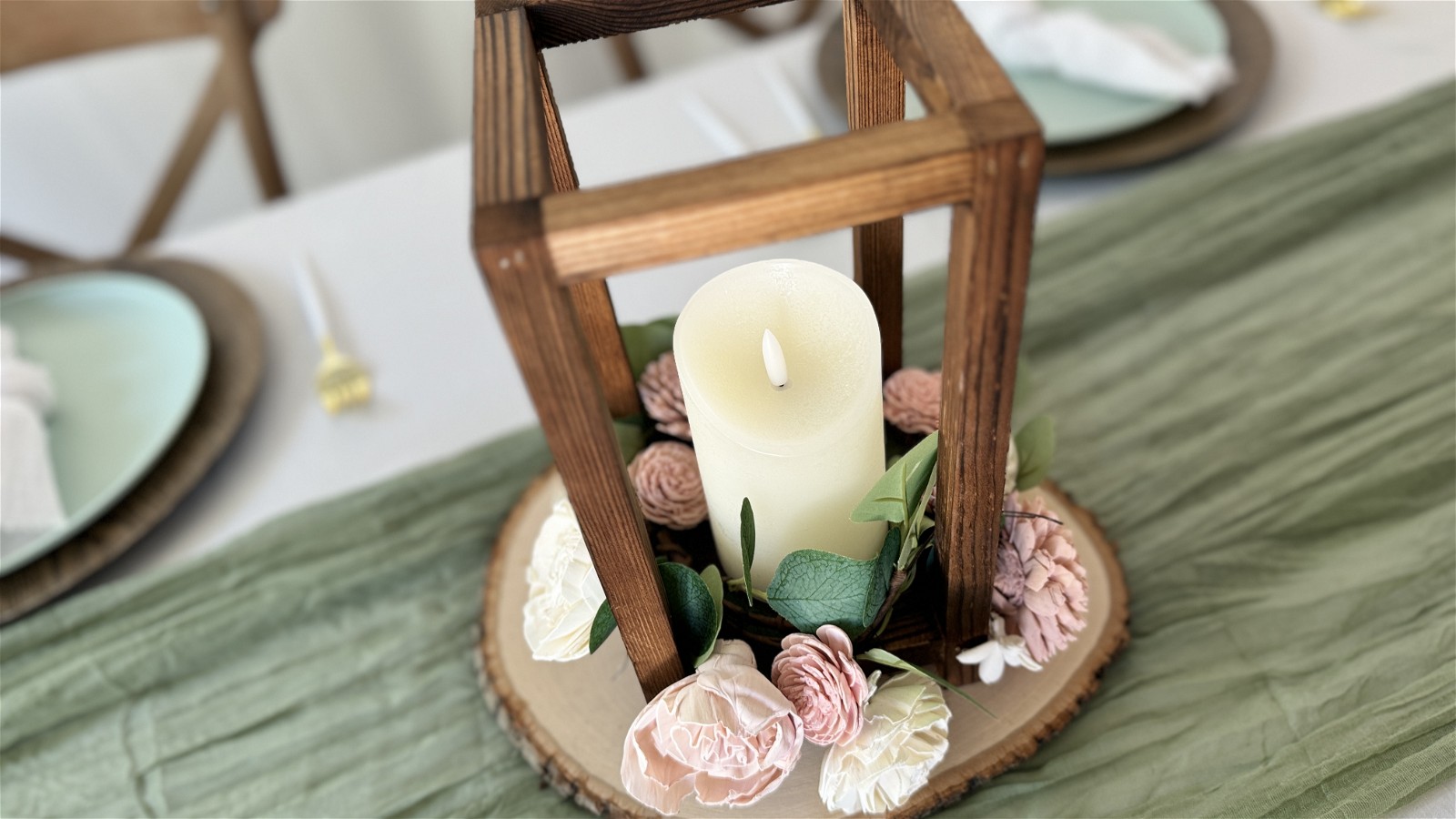 Image of Floral Lantern with Candle - DIY Wedding Centerpiece Step-by-Step Instructions and Tutorial