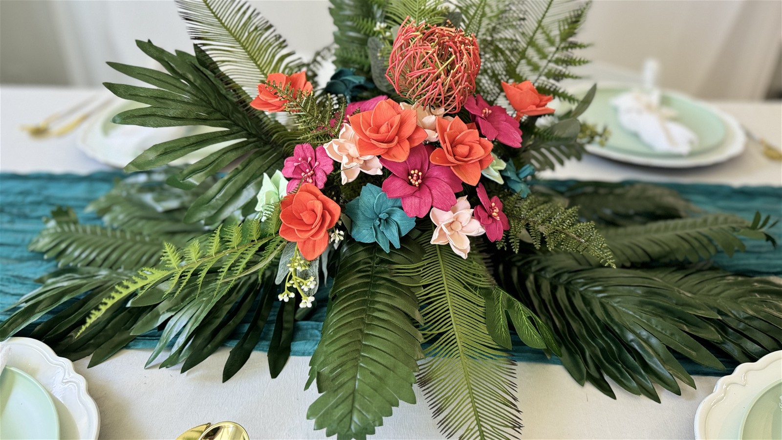 Image of Tropical Cereal Bowl Arrangement - DIY Wedding Centerpiece Step-by-Step Instructions