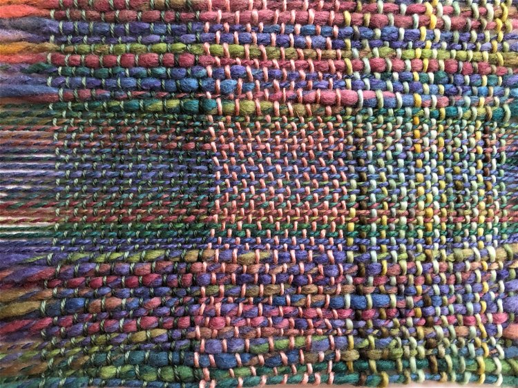Image of Weave 4 rows in plain weave. Hemstitch, working over 3...