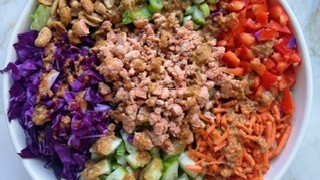 Image of Thai Chopped Salad with Salmon and Peanut Dressing