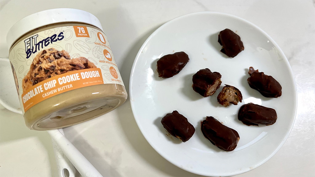 FIt Butters Chocolate Chip Cookie Dough Stuffed Dates