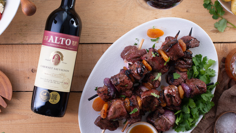 Image of Cabernet Sauvignon with Sweet & Spicy ostrich kebabs 