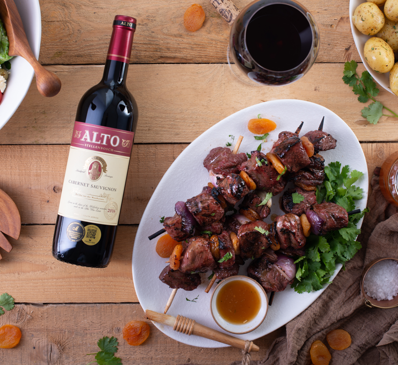 Cabernet Sauvignon with Sweet & Spicy ostrich kebabs 
