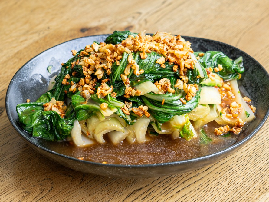 Andy Cooks - Bok Choy with Oyster Sauce and Crispy Garlic