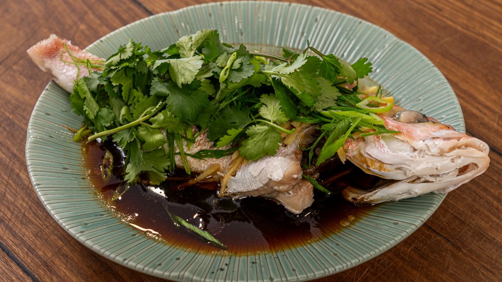 Image of Steamed fish with ginger and spring onion