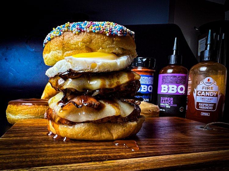Image of Top off with the egg, the Super Sauce and the...