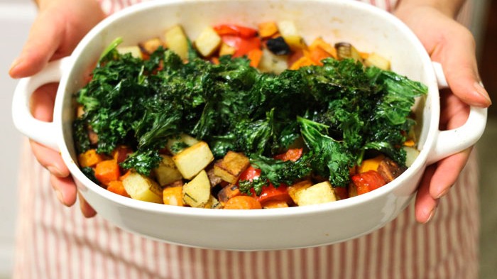 Image of Roasted Vegetables with Kale “Chips”