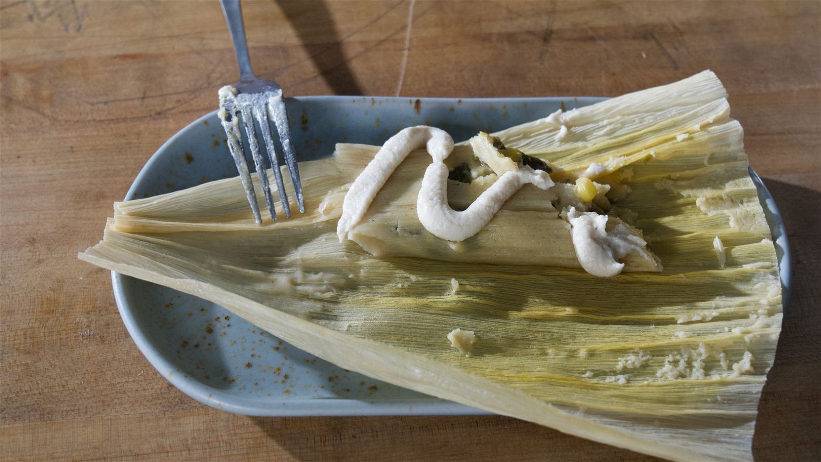 Image of Rajas con Elote Tamales with Cashew Crema