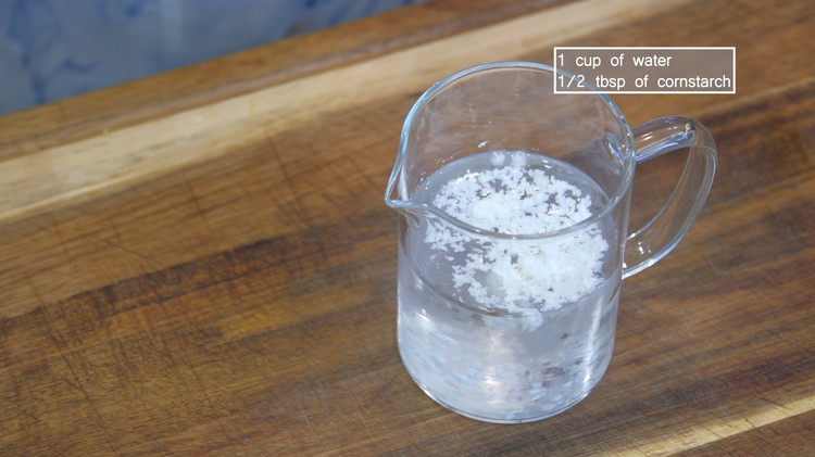 Image of Keep stirring for a minute or 2. Quickly mix 1 cup of water with 1/2 tbsp of cornstarch. You can use beef stock if you have some.