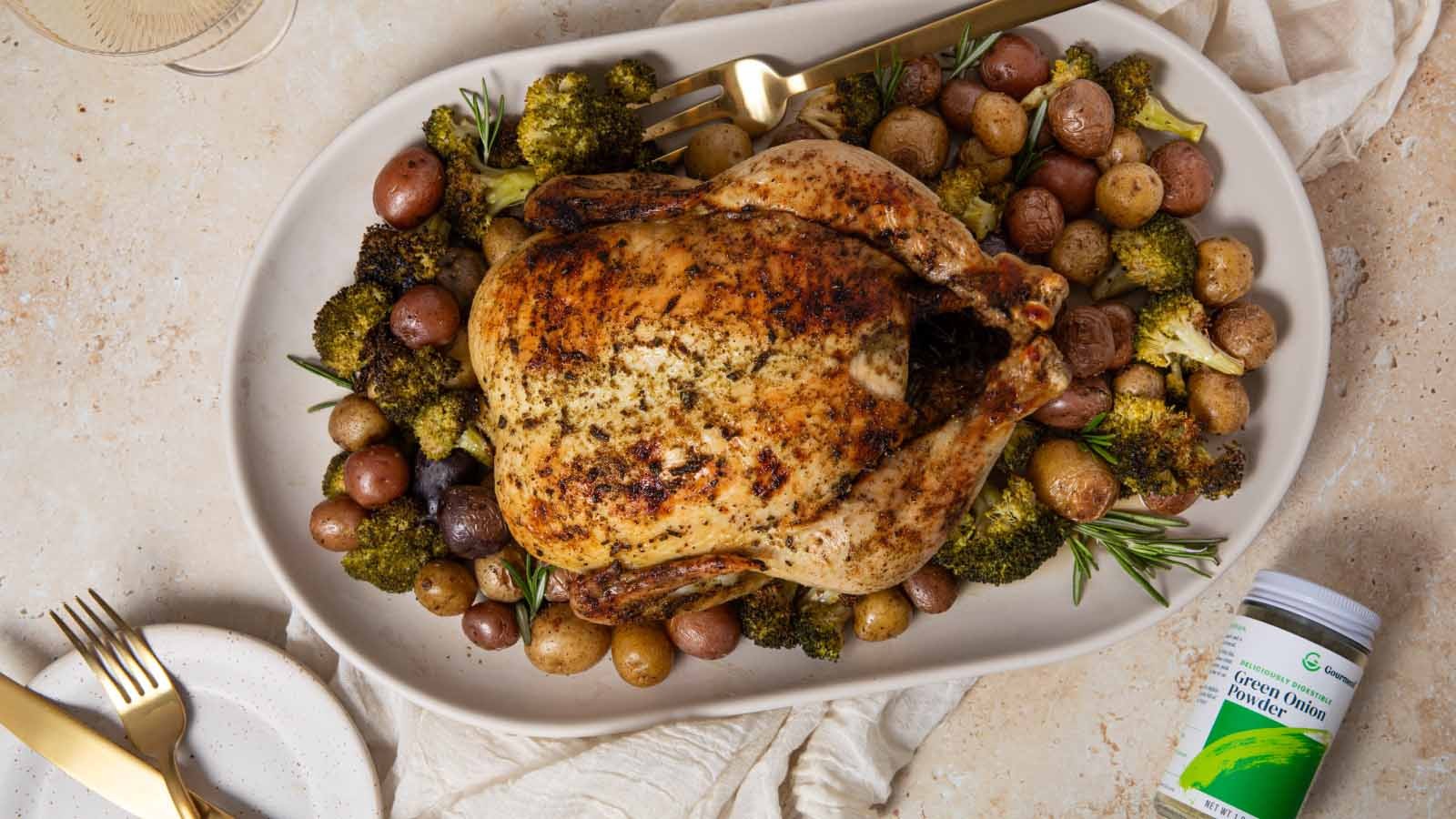 Image of Whole Roasted Chicken with Lemon & Rosemary Potatoes