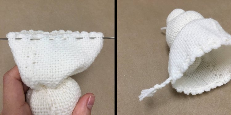 Image of Use a doubled piece of yarn to create a drawstring...