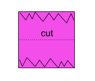 Image of Cut zigzags on opposite edges of the Peruvian Pink Square....