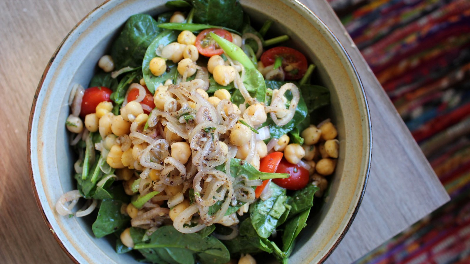 Image of Spinach & Chickpea Salad with Mint Vinaigrette
