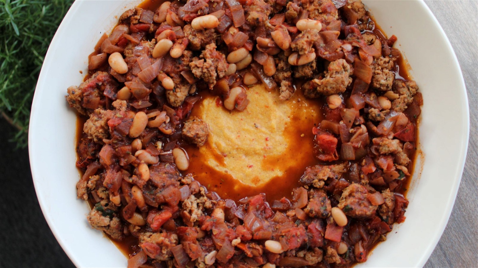 Big Bowl of Polenta with Tomato Sauce