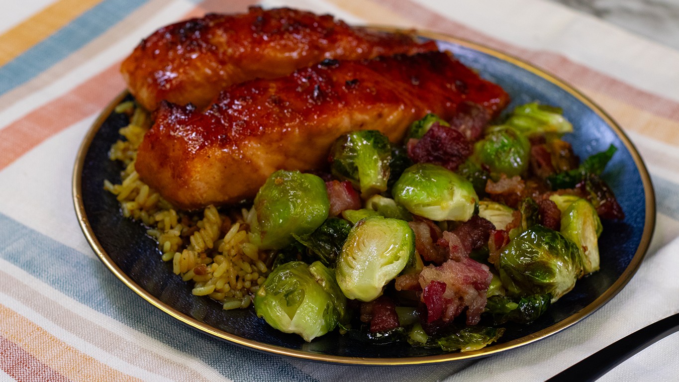 Image of Quick, easy, and delicious bacon Brussel sprouts!